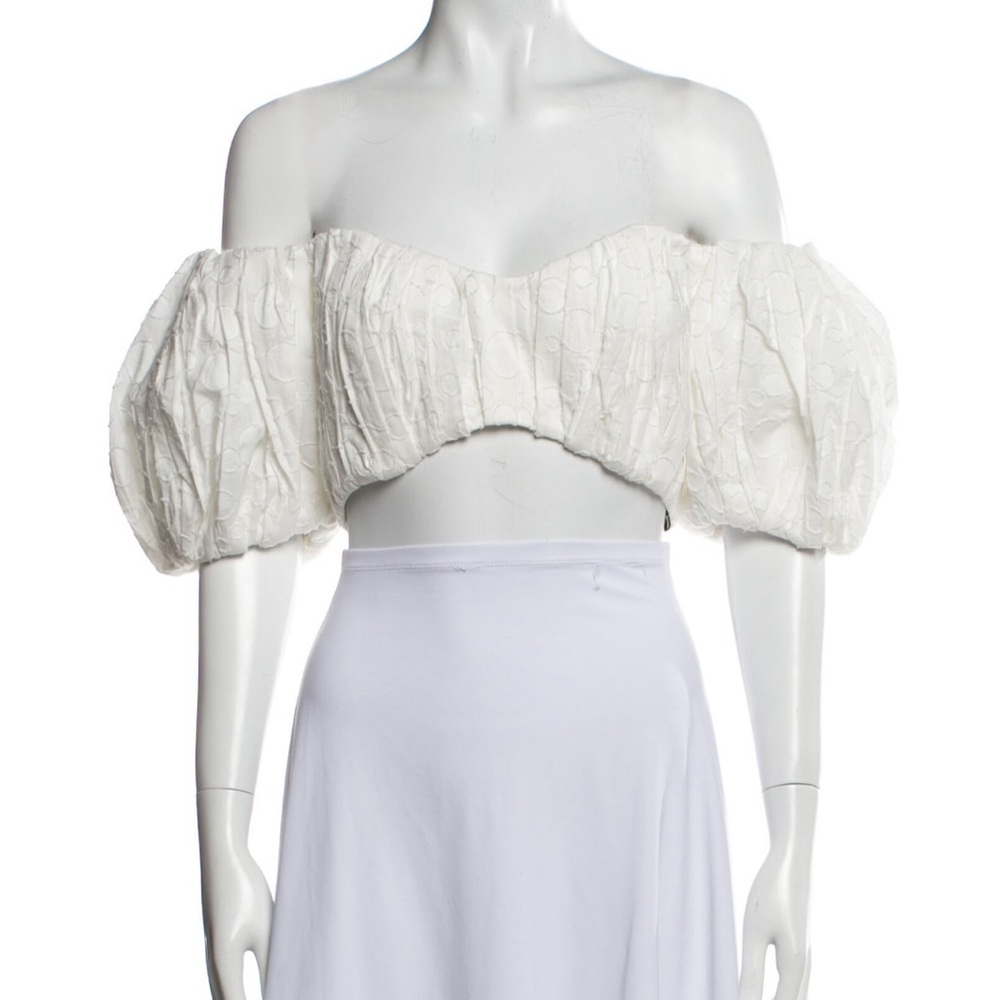 Acler Off-Shoulder Cream Crop Top